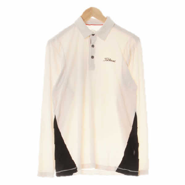 타이틀리스트 아이보리블랙 컬러배색카라긴팔티