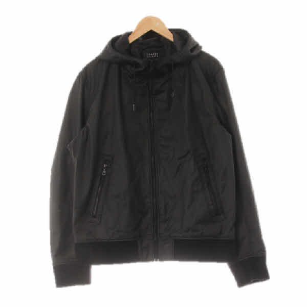uniqlo 블랙 면 반광하이넥후드점퍼