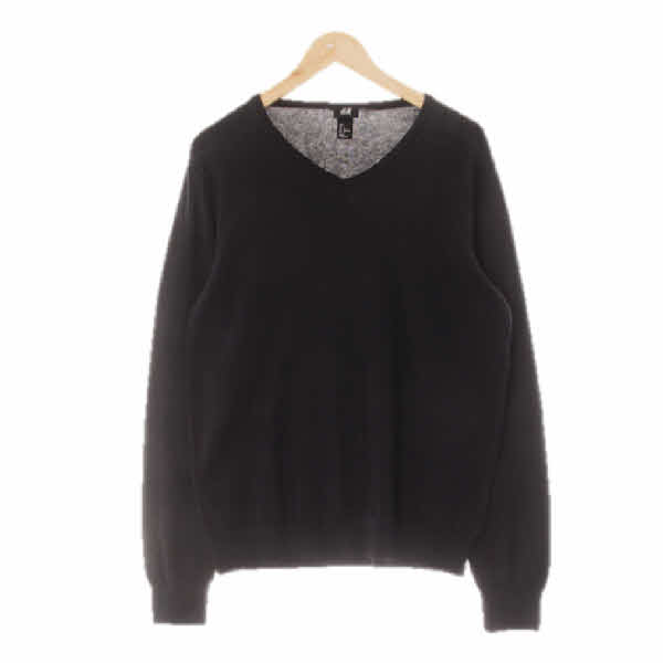 h&m 블랙 면 브이넥시보리기본니트