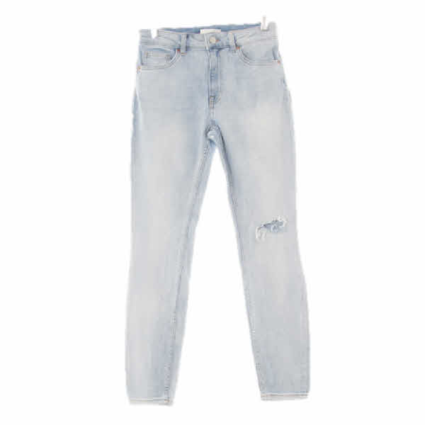 h&m 연청 데님 디스트로이드스톤워싱스키니진