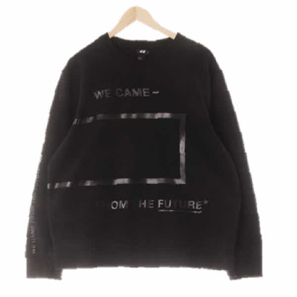 h&m 블랙 면혼방 톤온톤빅레터링맨투맨