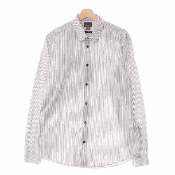 h&m 잉크네이비화이트 스트라이프 면 프리미엄코튼셔츠