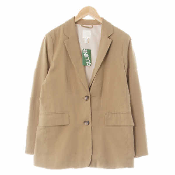 h&m 다크베이지 비스코스혼방 투버튼코튼자켓