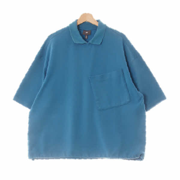 h&m 노스아틀란틱블루 면혼방 언발빅포켓피케반팔맨투맨