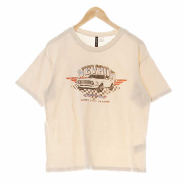 h&m 아이보리 면 데미지라운드반팔티
