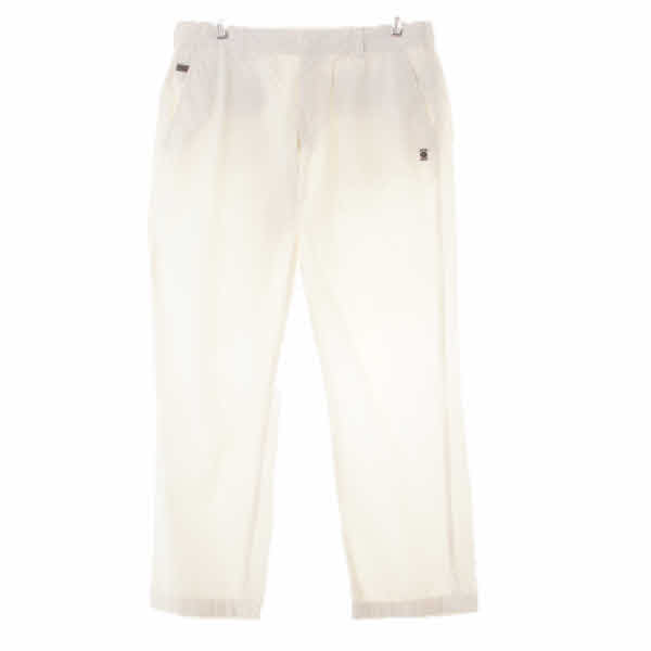 와이드앵글 화이트 심볼로고자수골프팬츠