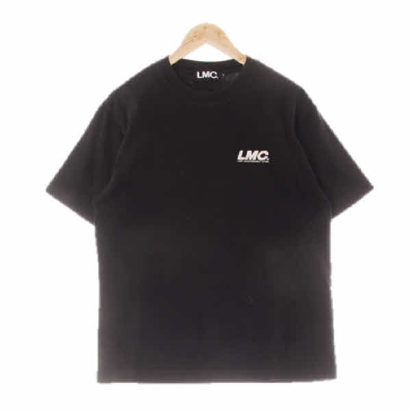 lmc 블랙 프린팅 면 레터링크루넥반팔티