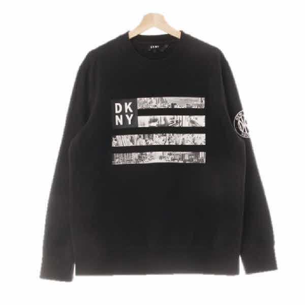 dkny 블랙 프린팅 면혼방 풍경루즈맨투맨