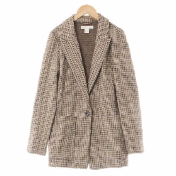 h&m 카키시베이지네이비 하운드체크 비스코스혼방 히든빅포켓싱글버튼블레이저