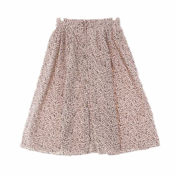 h&m 블랙 잔꽃패턴 면혼방 핀턱플레어롱스커트