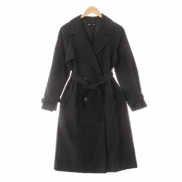 mixxo 블랙 면혼방 백플랩나그랑더블트렌치코트