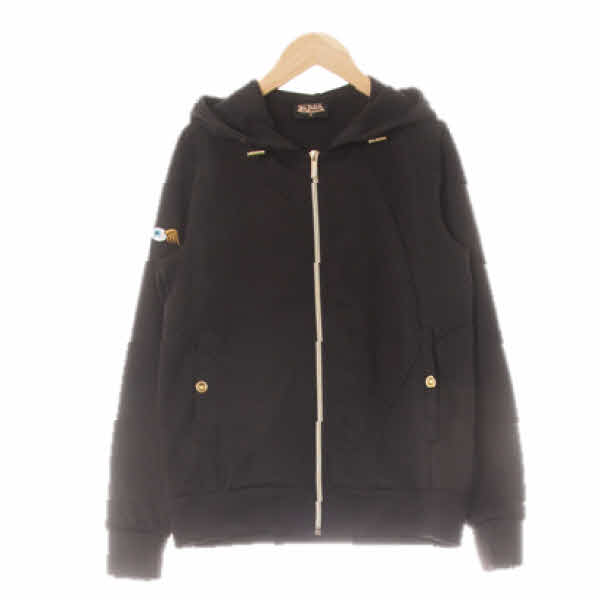 vondutch 블랙 프린팅 큐빅레터링후드집업