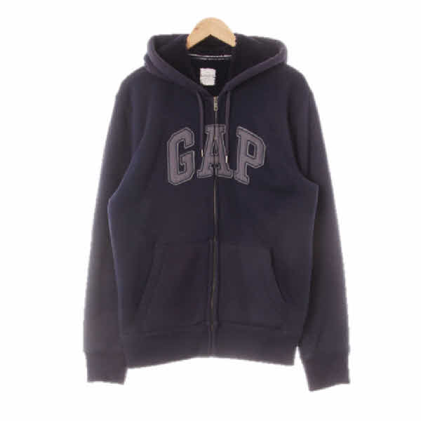 gap 네이비 면혼방 패치로고웜후드집업