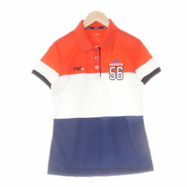 pgr Golf 레드네이비 스트라이프 자수배색반팔카라티