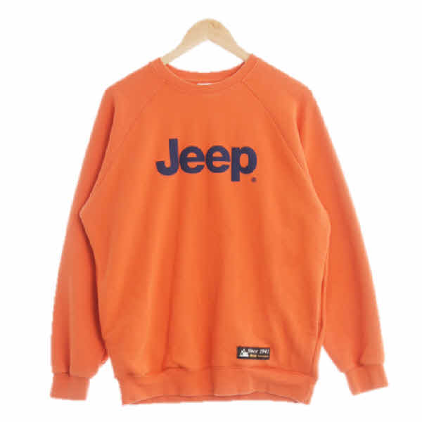 Jeep 오렌지 로고프린팅 면혼방 라운드맨투맨