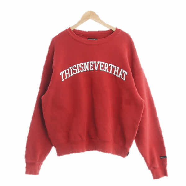 thisisneverthat 레드 면혼방 레터링오버핏맨투맨