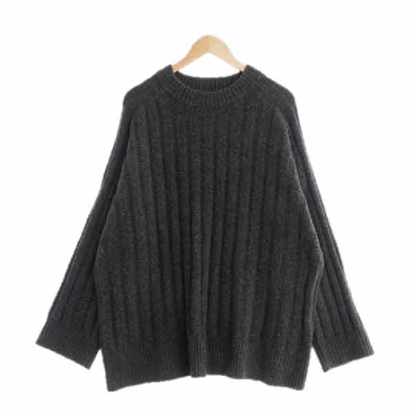 h&m 다크그레이 울혼방 오버핏라운드긴팔니트