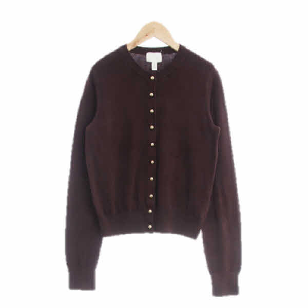 h&m 브라운 비스코스혼방 금장버튼라운드가디건