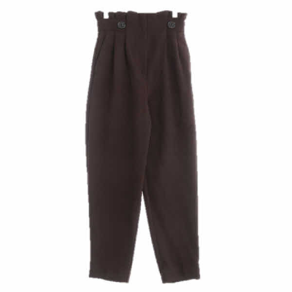 h&m 커피브라운 핀턱하이웨스트빅버튼슬랙스