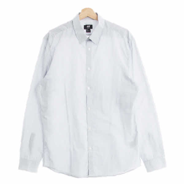 h&m 네이비 스트라이프 면혼방 슬림핏긴팔셔츠
