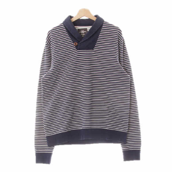 h&m 네이비 스트라이프 면혼방 버튼숄카라루즈맨투맨