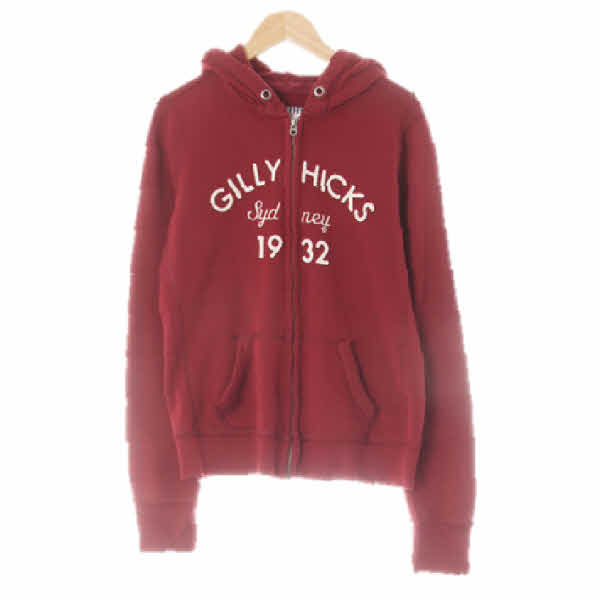 gillyhicks 와인레드 면혼방 1932로고패치후드집업