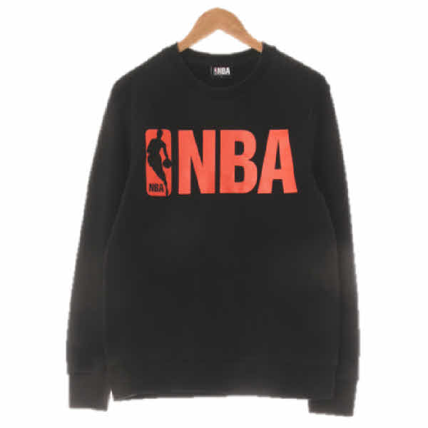 NBA 블랙 프린팅 면혼방 빅배색로고스웨트셔츠
