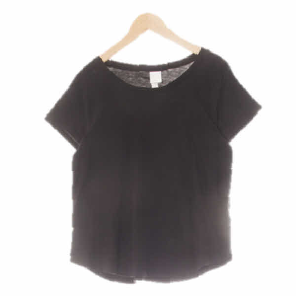 h&m 블랙 면 보트넥라운딩심플반팔티