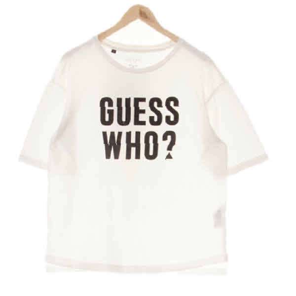 Guess 화이트 면 큐빅빅로고하프소매티