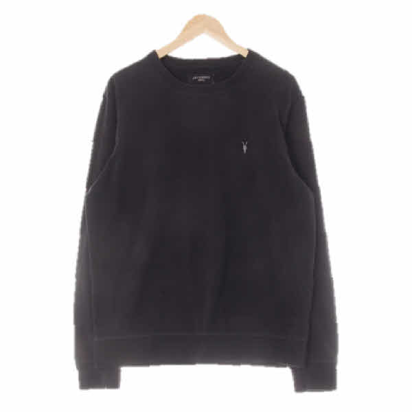 allsaints 더스티블랙 면 스몰자수루즈핏맨투맨