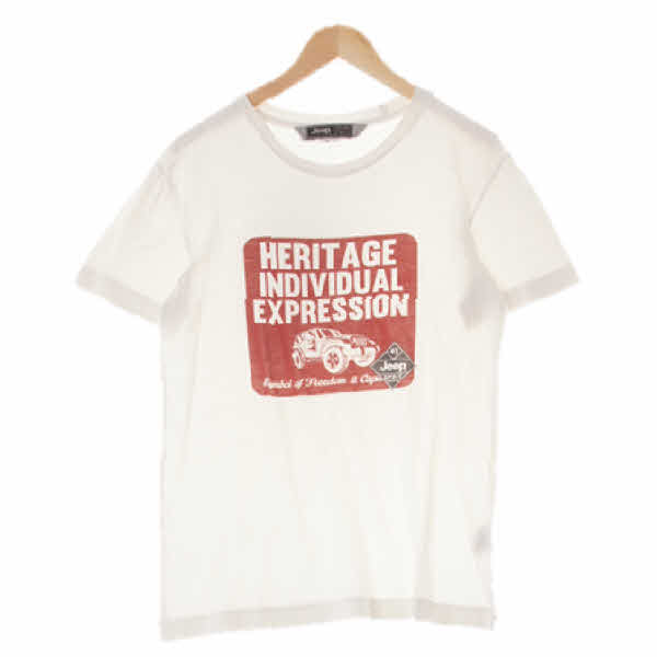 지프 화이트 면 로고반팔티
