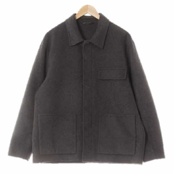 h&m 다크그레이 울혼방 빅포켓카라모던코트