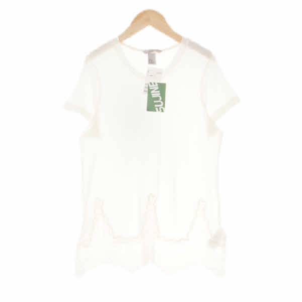 h&m 아이보리 면혼방 레이스컷팅반팔티
