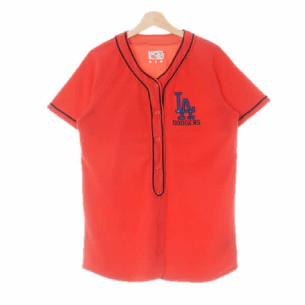 MLB 레드 면혼방 비즈로고레글런야구반팔티 