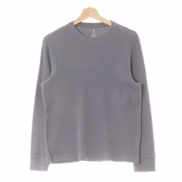h&m 그레이 면혼방 워싱와플티셔츠
