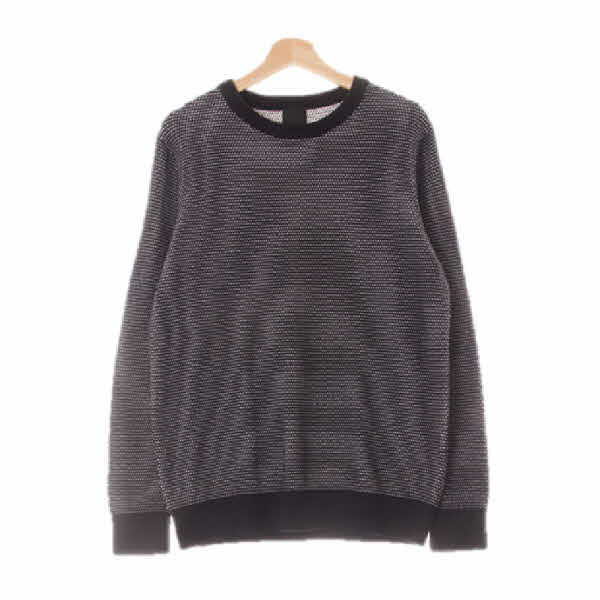 h&m 다크네이비 점선패턴 면 트윌라운드넥니트