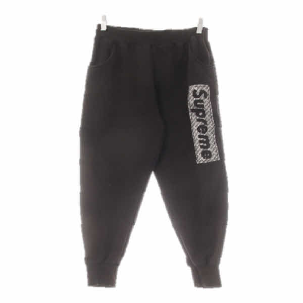 supreme 블랙 면혼방 엠보빅로고기모트레이닝팬츠