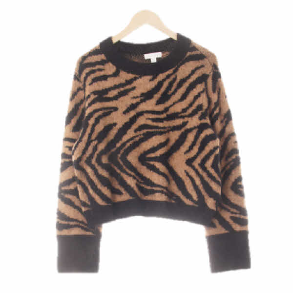 h&m 브라운블랙 지브라 오버핏배색소프트스웨터