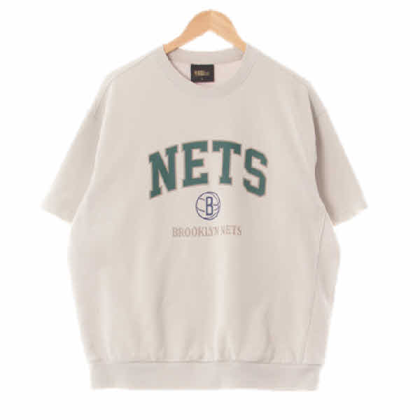 NBA 라이트그레이 면혼방 nets반팔맨투맨