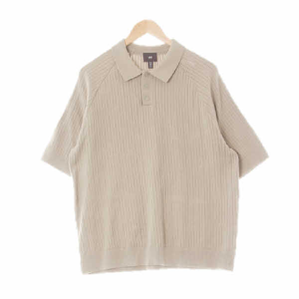 h&m 알팔파베이지 면혼방 골지레글런루즈반팔카라니트