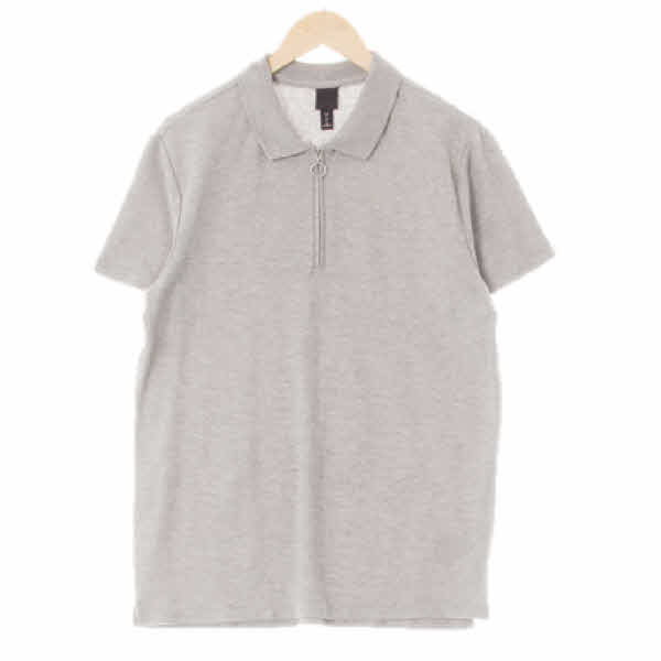 h&m 그레이 면혼방 링고리반집업반팔카라티