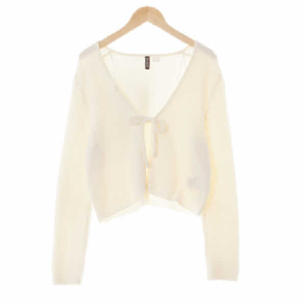 h&m 아이보리 헤어리리본여밈가디건