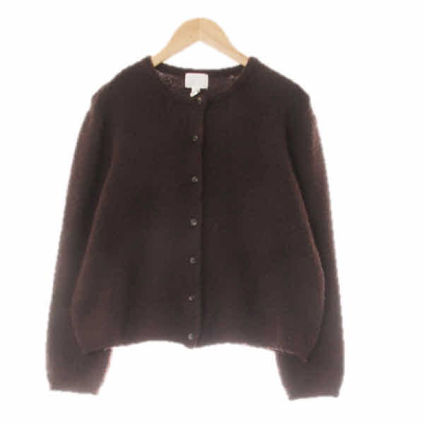 h&m 초콜릿토르테브라운 울혼방 부클크롭가디건