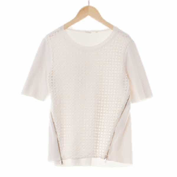 elietahari 화이트 데이지레이스패턴 면 사이드지퍼반팔티 