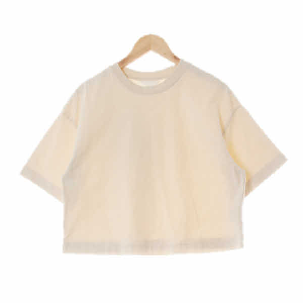 h&m 아이보리 면 세미크롭와이드반팔티