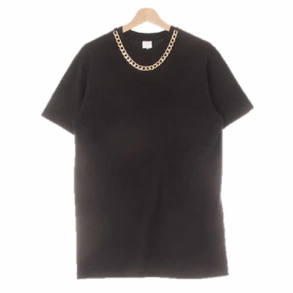 h&m 블랙 면 골드체인롱반팔티