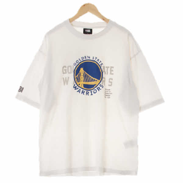 NBA 화이트 프린팅 면 반팔골든스테이트워리어티