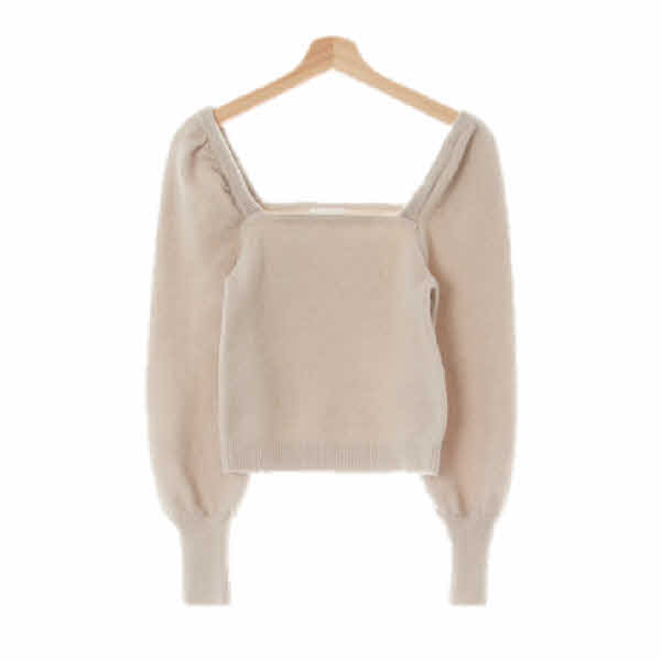 h&m 라이트베이지 울혼방 퍼프오프숄더스웨터