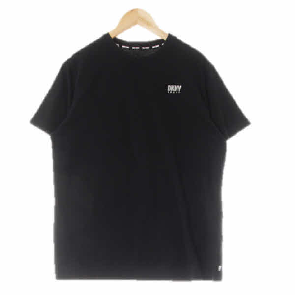dkny 블랙 면혼방 실리콘로고반팔티