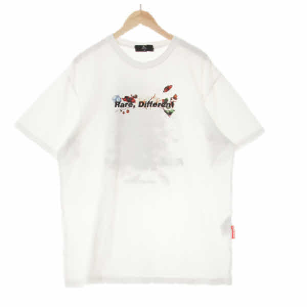 artistwear 화이트 프린팅 면 레터링플라워반팔티
